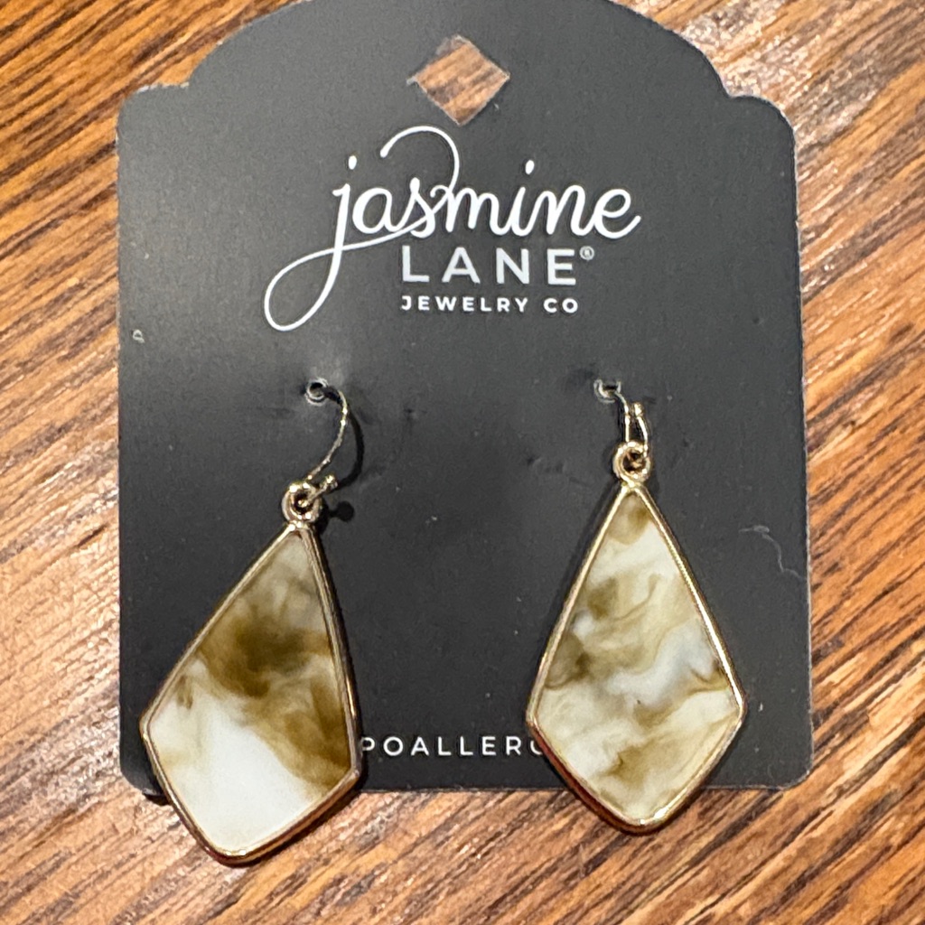 Jasmine Lane Gold And Cream Geometric Earrings